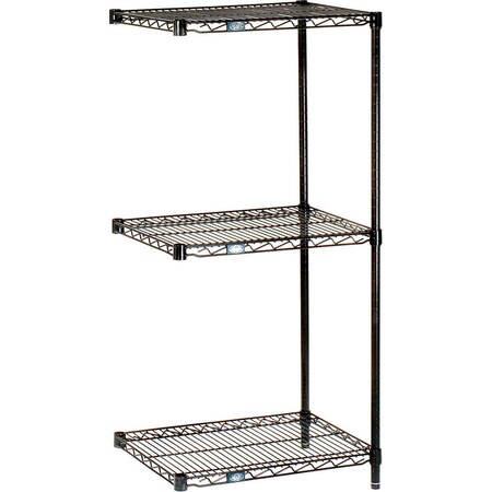 Nexel Black Epoxy, 3 Tier, Wire Shelving Add-On Unit, 24W x 21D x 34H A21243B3